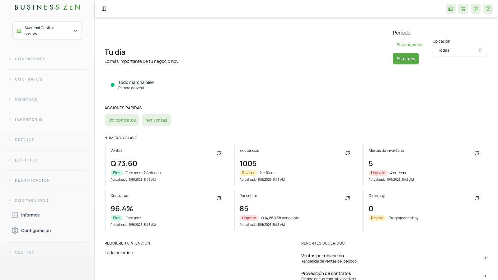 Navegación de Contabilidad e Informes
