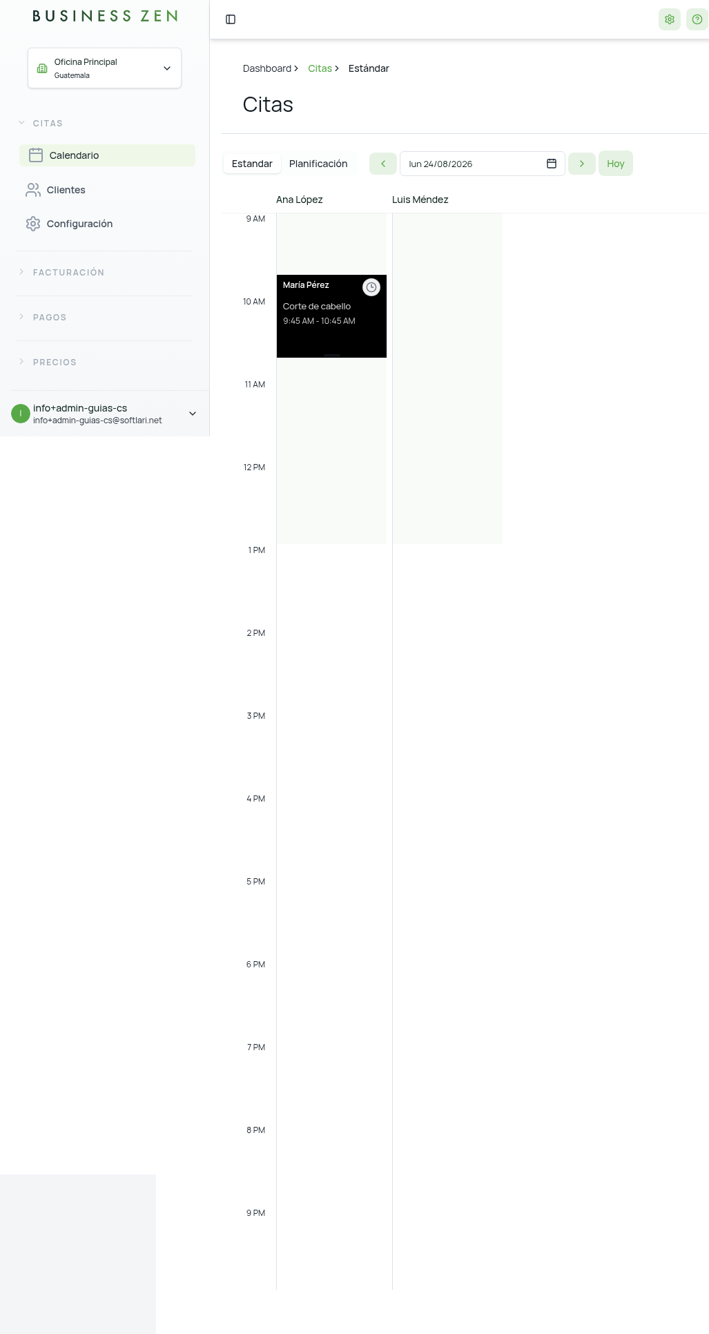 Cita creada en el calendario