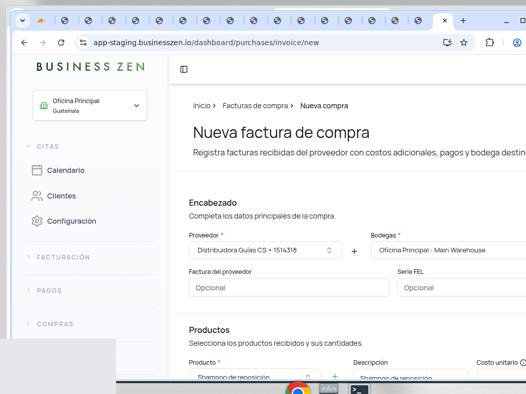 Nueva factura de compra